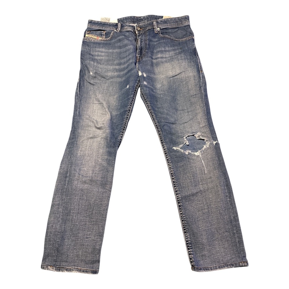 DIESEL Thommer Slim Skinny Jeans Mens Blue Distressed Denim Size 32